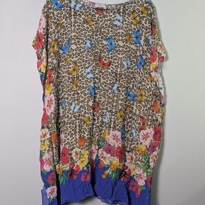 Johnny Was Fleur Kaftan Dress Flowy All Over Print Beach Fun Spring Coverup